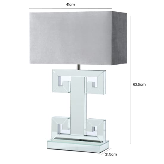 Avalon Grey Shade Table Lamp With Mirrored Base Furniture in Fashion