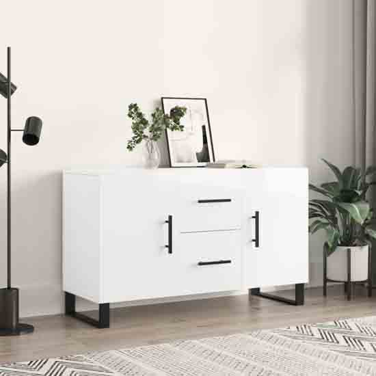 Avalon High Gloss Sideboard With 2 Doors 2 Drawers In White_1