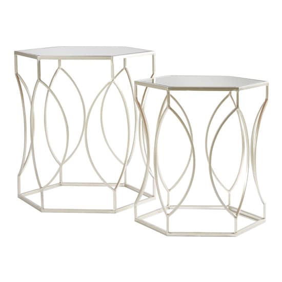 Avanto Hexagonal Glass Set of 2 Side Tables With Oval Frame_3