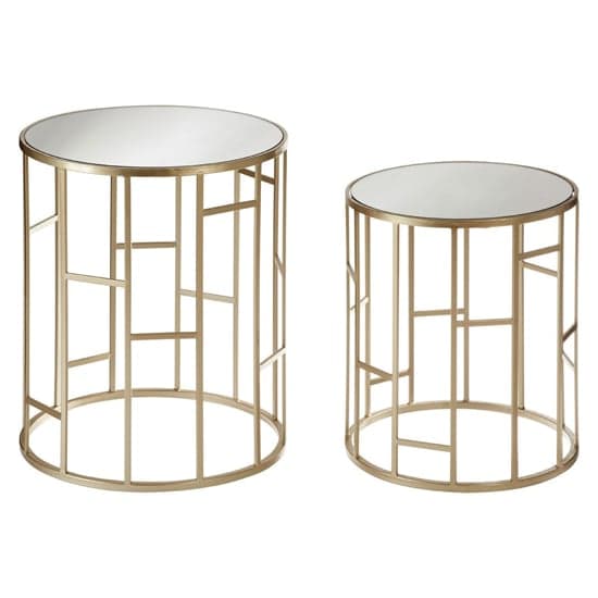 Avanto Round Glass Set of 2 Side Tables With Asymmetric Frame_2