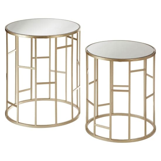 Avanto Round Glass Set of 2 Side Tables With Asymmetric Frame