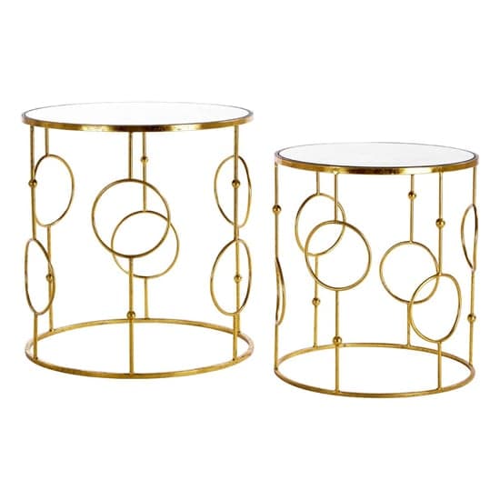Avanto Round Glass Set of 2 Side Tables With Circle Gold Frame_1