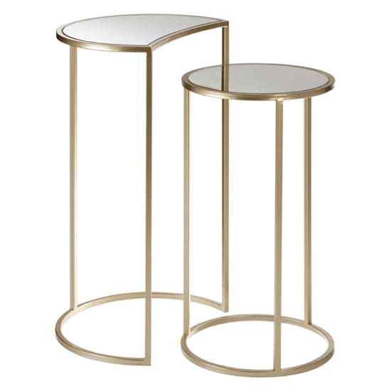 Avanto Round Glass Top Set of 2 Side Tables With Metal Frame_1