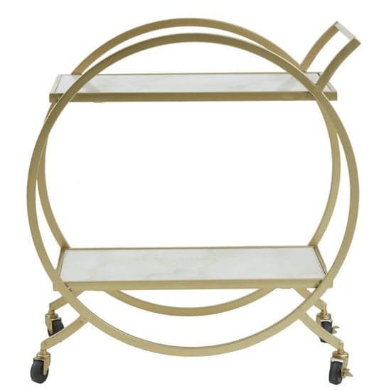 Avanto White Marble Shelves Drinks Trolley With Gold Frame_2