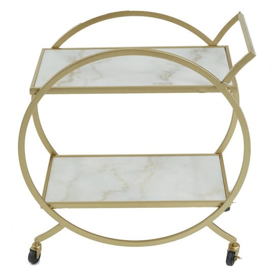 Avanto White Marble Shelves Drinks Trolley With Gold Frame_3