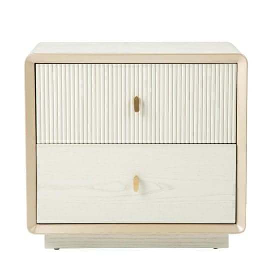 Aveiro Wooden Bedside Cabinet With 2 Drawers In Cream Elm_2