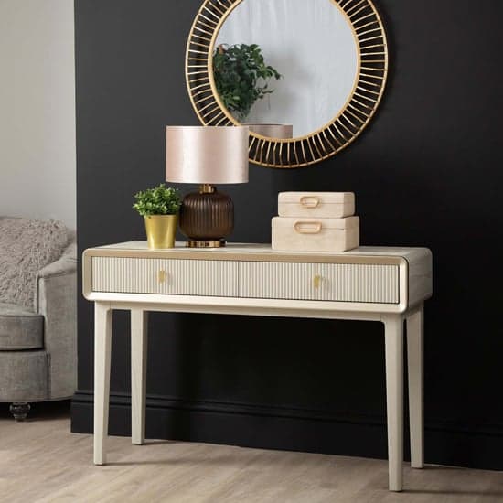 Aveiro Wooden Console Table With 2 Drawers In Cream Elm_7