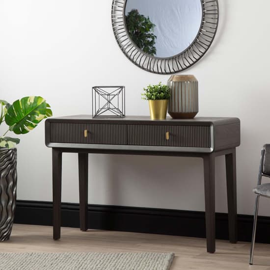 Aveiro Wooden Console Table With 2 Drawers In Smoked Grey Elm_7