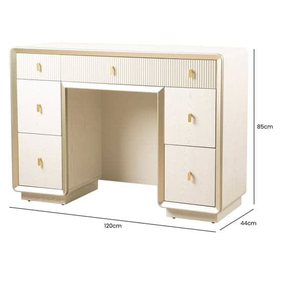 Aveiro Wooden Dressing Table With 7 Drawers In Cream Elm_5