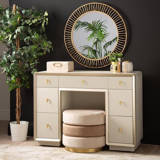 Aveiro Wooden Dressing Table With 7 Drawers In Cream Elm_6