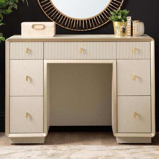 Aveiro Wooden Dressing Table With 7 Drawers In Cream Elm_1