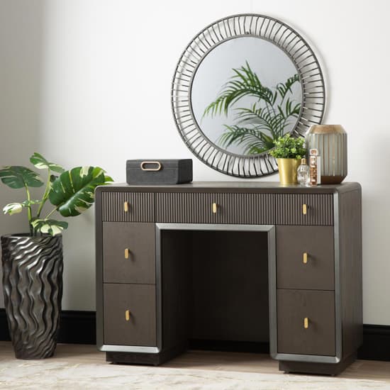 Aveiro Wooden Dressing Table With 7 Drawers In Smoked Grey Elm_6