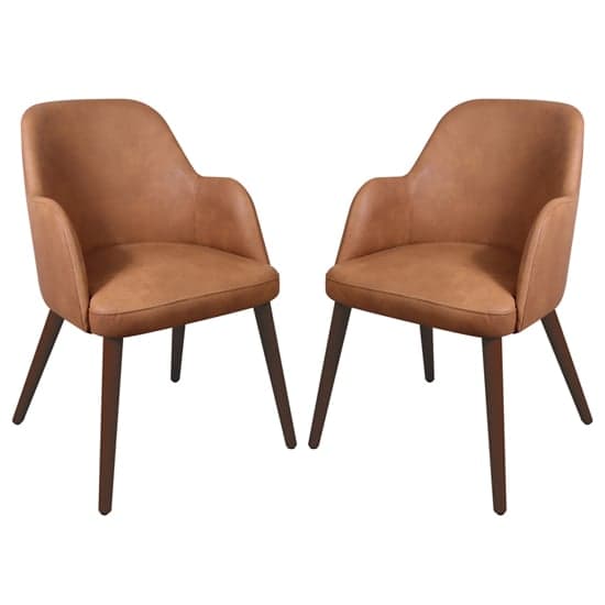 Avelay Vintage Cognac Faux Leather Armchairs In Pair_1