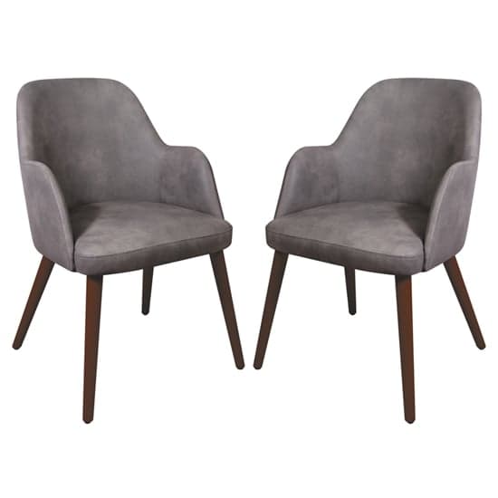 Avelay Vintage Steel Grey Faux Leather Armchairs In Pair_1