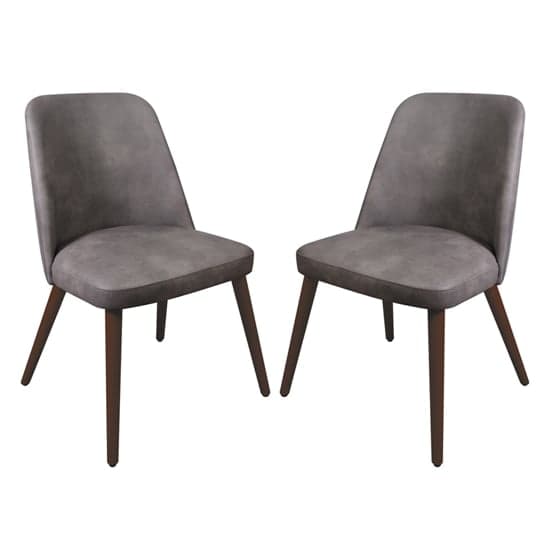 Avelay Vintage Steel Grey Faux Leather Dining Chairs In Pair_1