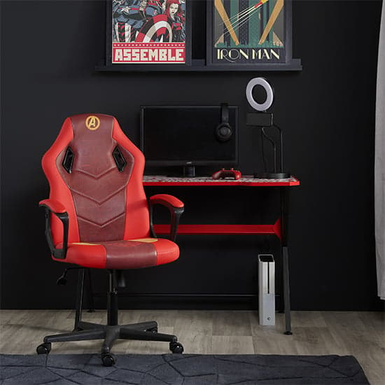 Avengers Faux Leather Childrens Computer Gaming Chair In Red_1