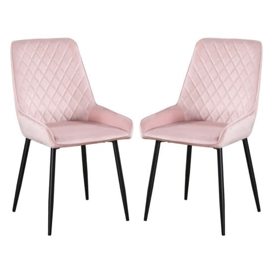 Avah Baby Pink Velvet Dining Chairs In Pair Furniture in Fashion