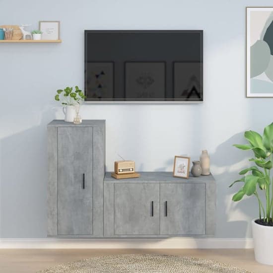 Avery Wooden Entertainment Unit Wall Hung In Concrete Effect_1