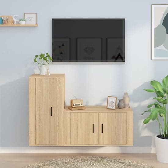 Avery Wooden Entertainment Unit Wall Hung In Sonoma Oak_1