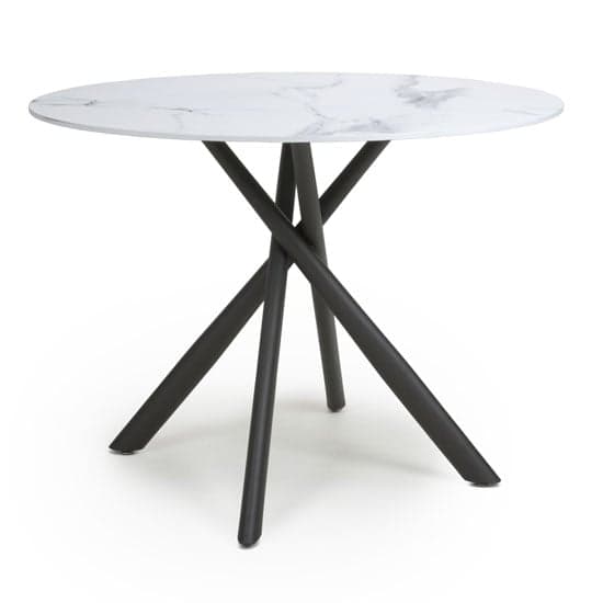 Accro Round Glass Top Dining Table In White_2