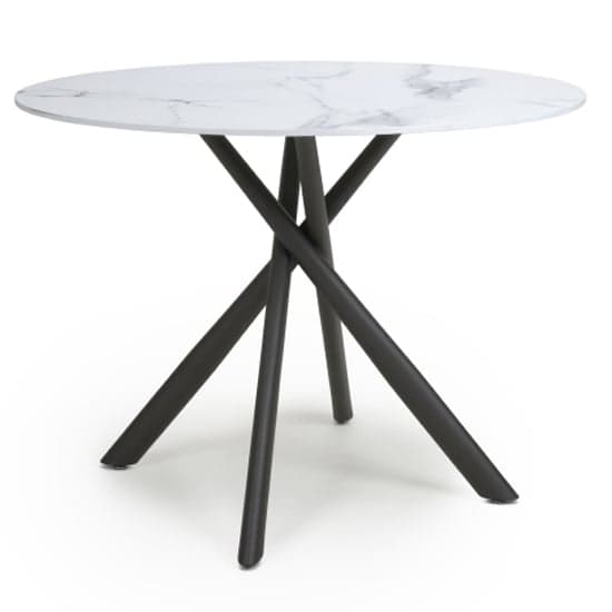 Accro White Glass Dining Table With 4 Ansan Grey Chairs_2