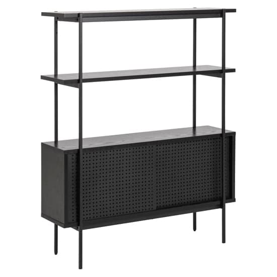 Avila Wooden Bookcase With 2 Doors And 5 Shelves In Ash Black_2