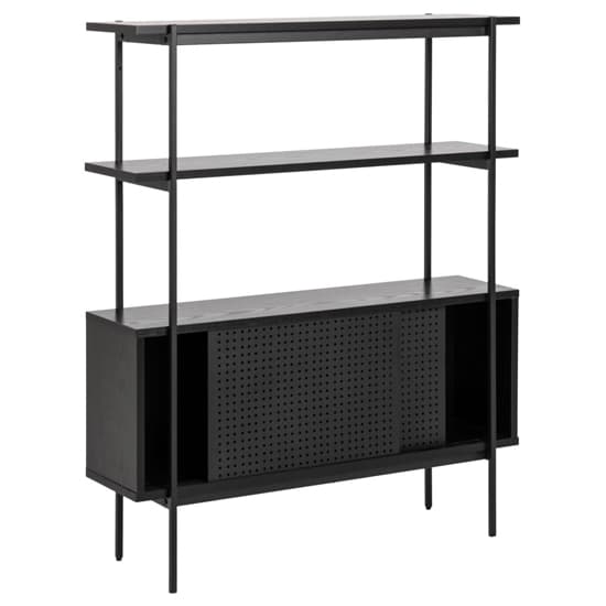 Avila Wooden Bookcase With 2 Doors And 5 Shelves In Ash Black_3