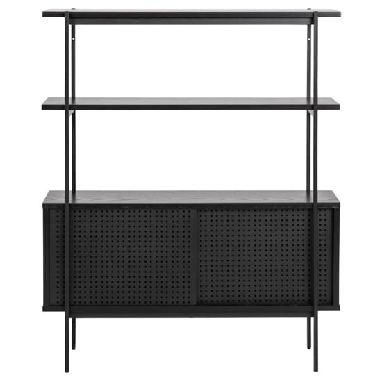 Avila Wooden Bookcase With 2 Doors And 5 Shelves In Ash Black_4