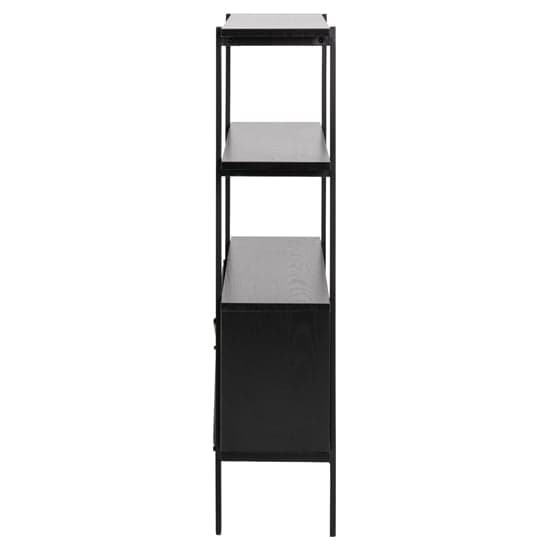 Avila Wooden Bookcase With 2 Doors And 5 Shelves In Ash Black_5
