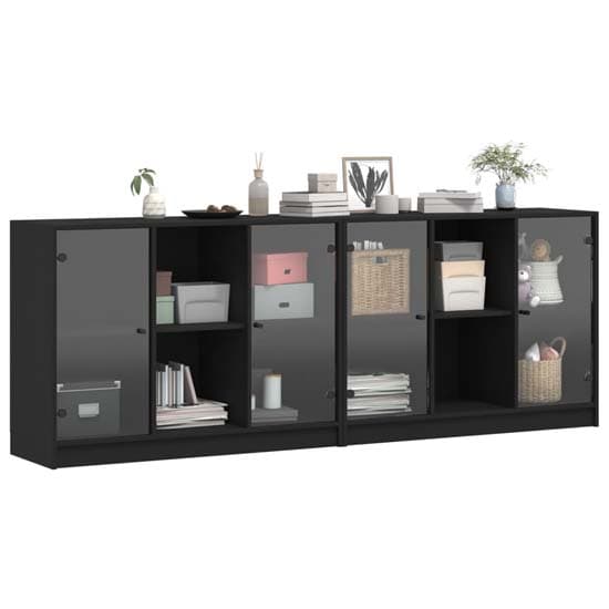 Avila Wooden Bookcase With 4 Doors In Black_2