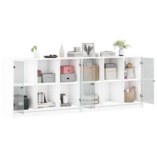 Avila Wooden Bookcase With 4 Doors In White_3