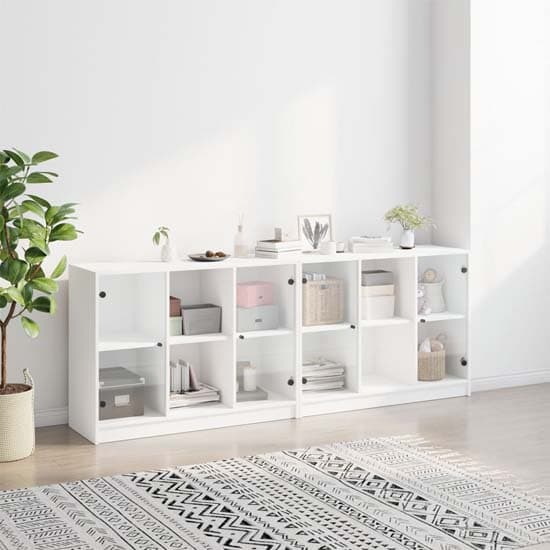 Avila Wooden Bookcase With 4 Doors In White_1