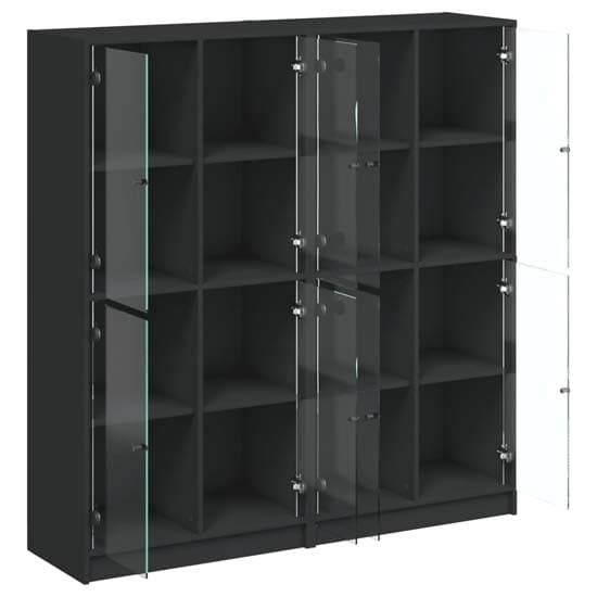 Avila Wooden Bookcase With 8 Glass Doors In Black_5