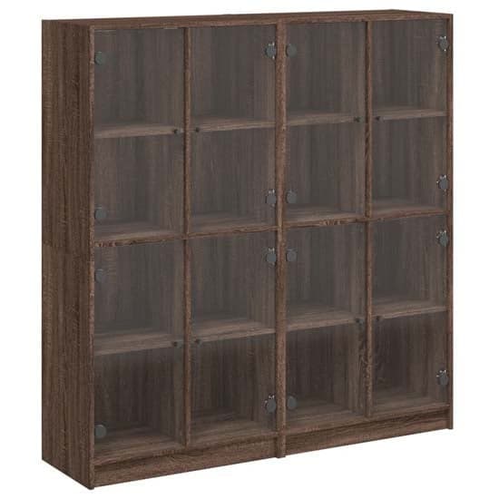 Avila Wooden Bookcase With 8 Glass Doors In Brown Oak_2