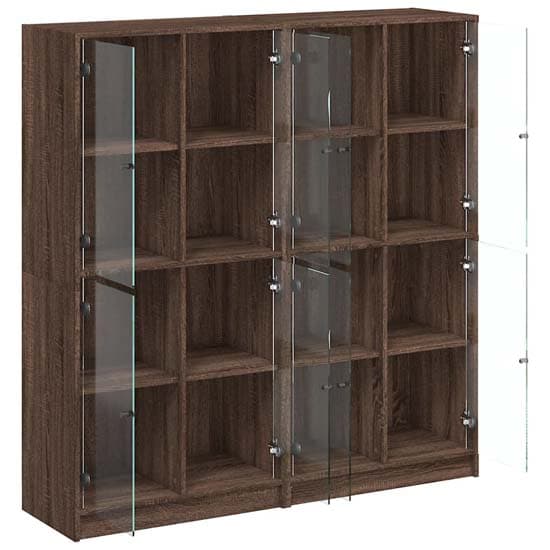 Avila Wooden Bookcase With 8 Glass Doors In Brown Oak_5