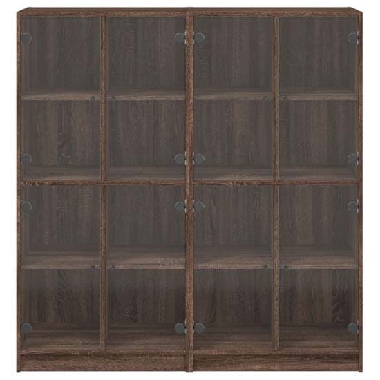 Avila Wooden Bookcase With 8 Glass Doors In Brown Oak_6