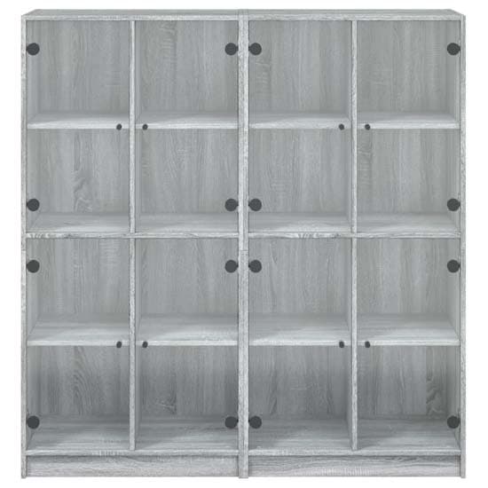 Avila Wooden Bookcase With 8 Glass Doors In Grey Sonoma Oak_6