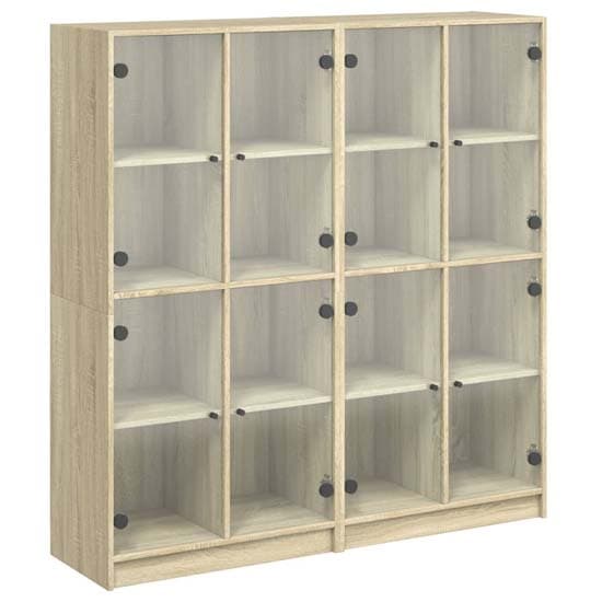 Avila Wooden Bookcase With 8 Glass Doors In Sonoma Oak_2
