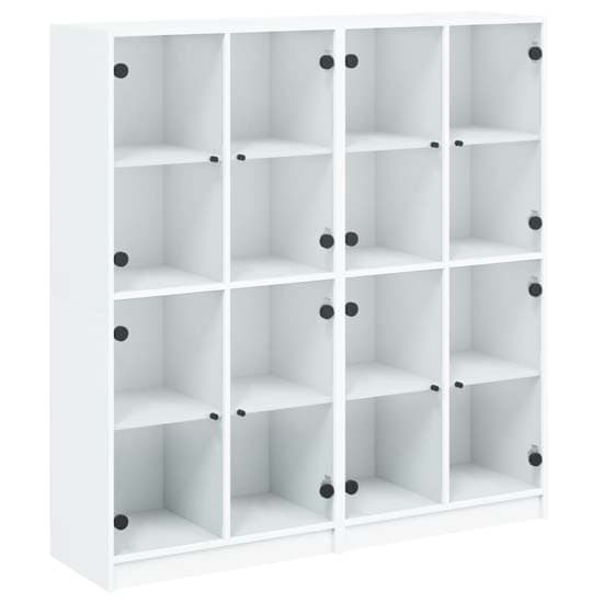 Avila Wooden Bookcase With 8 Glass Doors In White_2