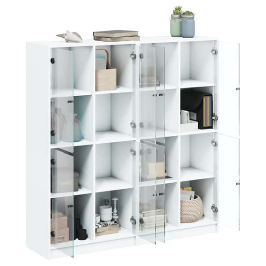 Avila Wooden Bookcase With 8 Glass Doors In White_3