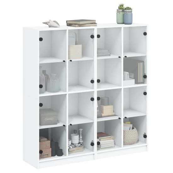 Avila Wooden Bookcase With 8 Glass Doors In White_4