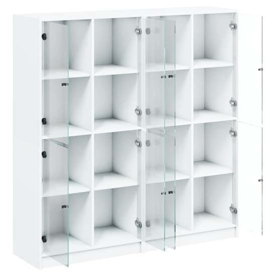 Avila Wooden Bookcase With 8 Glass Doors In White_5