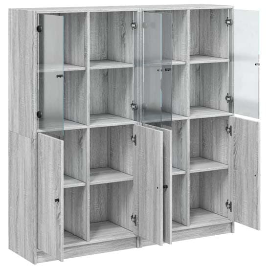 Avila Wooden Bookcase With Doors In Grey Sonoma Oak_4