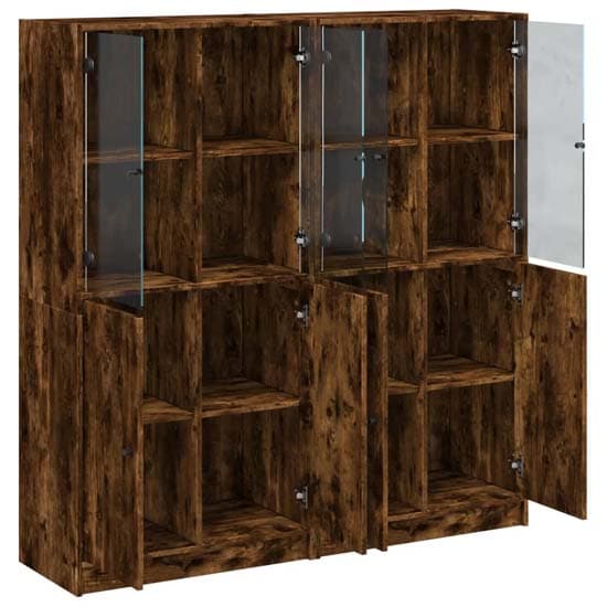 Avila Wooden Bookcase With Doors In Smoked Oak_4