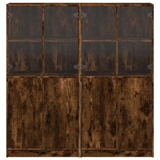 Avila Wooden Bookcase With Doors In Smoked Oak_5