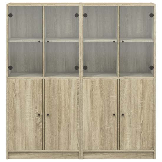 Avila Wooden Bookcase With Doors In Sonoma Oak_5