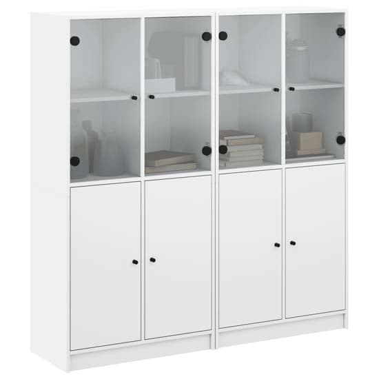 Avila Wooden Bookcase With Doors In White_2