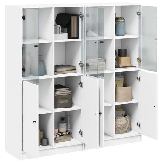 Avila Wooden Bookcase With Doors In White_3
