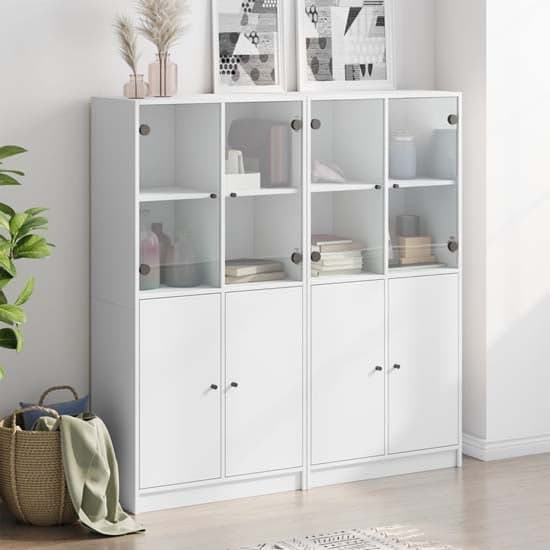 Avila Wooden Bookcase With Doors In White_1
