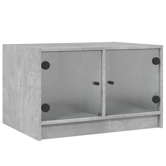 Avila Wooden Coffee Table With 2 Glass Doors In Concrete Effect_2